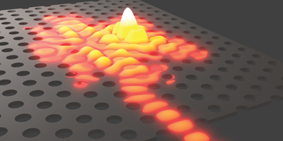 Graphics: DTU Fotonik. The figure shows a schematic of light generation in a Fano laser.